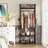 22.75" Rustic Brown & Black Small Clothes Rack, Heavy-Duty Freestanding Closet Organizer With Hanging Rod, 4 Hooks