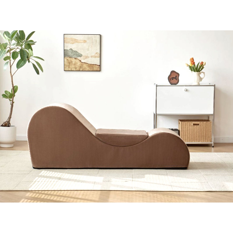 Méridienne ergonomique en brun - Support en mousse haute, housse amovible et lavable à la machine, Brown