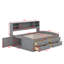 Lit de jour double en bois avec 2 tables de chevet, tablettes et tiroirs-779670845