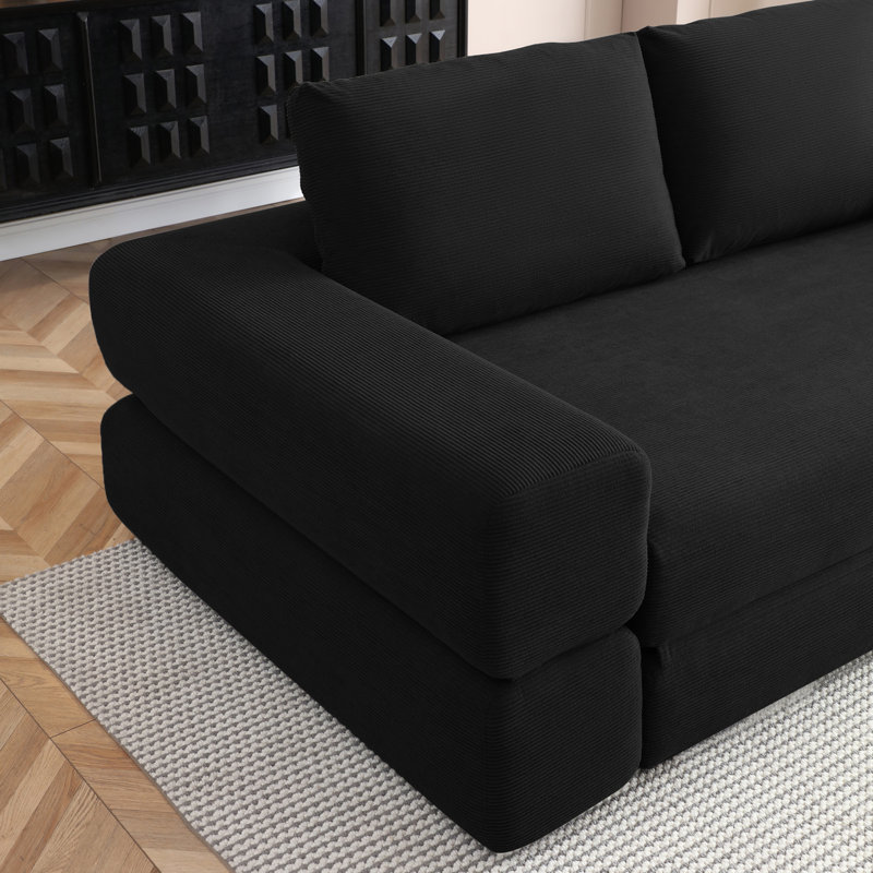 Canapé-lit convertible de 81 po, matelas de lit futon pliable avec coussins 3 en 1, Noir