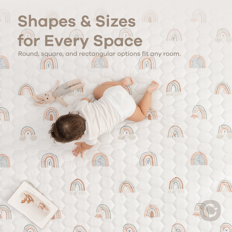 Rainbow Patterned Soft Quilted Baby Play Mat - 48" x 72"
