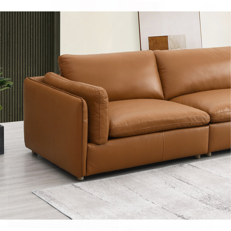 Grain Leather 5 Pieces Modular Sectional
