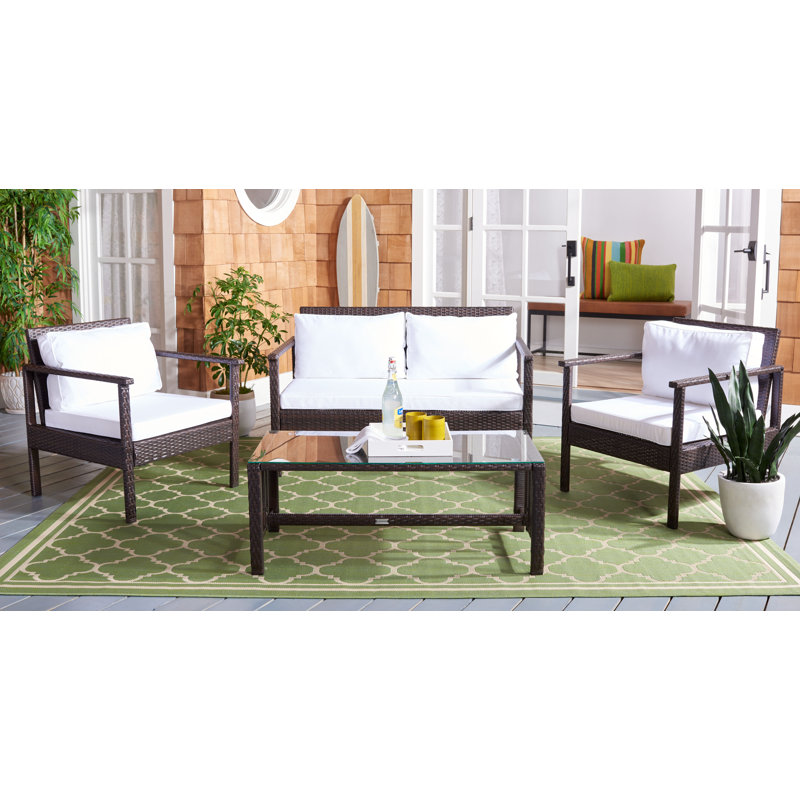 Cabbar 4 - Person Patio Conversation Set with Cushions, Brown