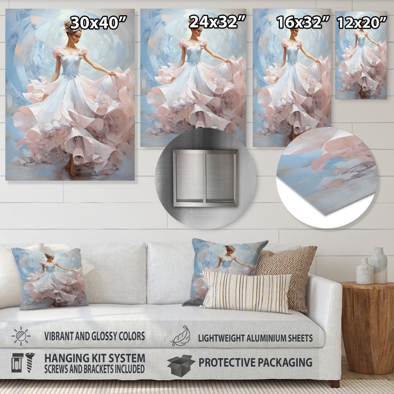 «Blue and White Woman Ballet Solitude II», art mural spirales abstraites en métal, H 20 po x l 12 po x P 1 po