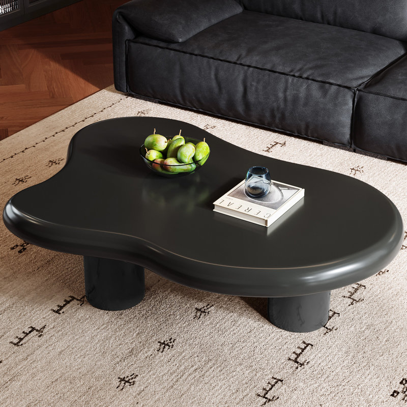 Table basse Cloud avec 3 pieds, table basse moderne pour le salon, Noir, noir, noir, noir