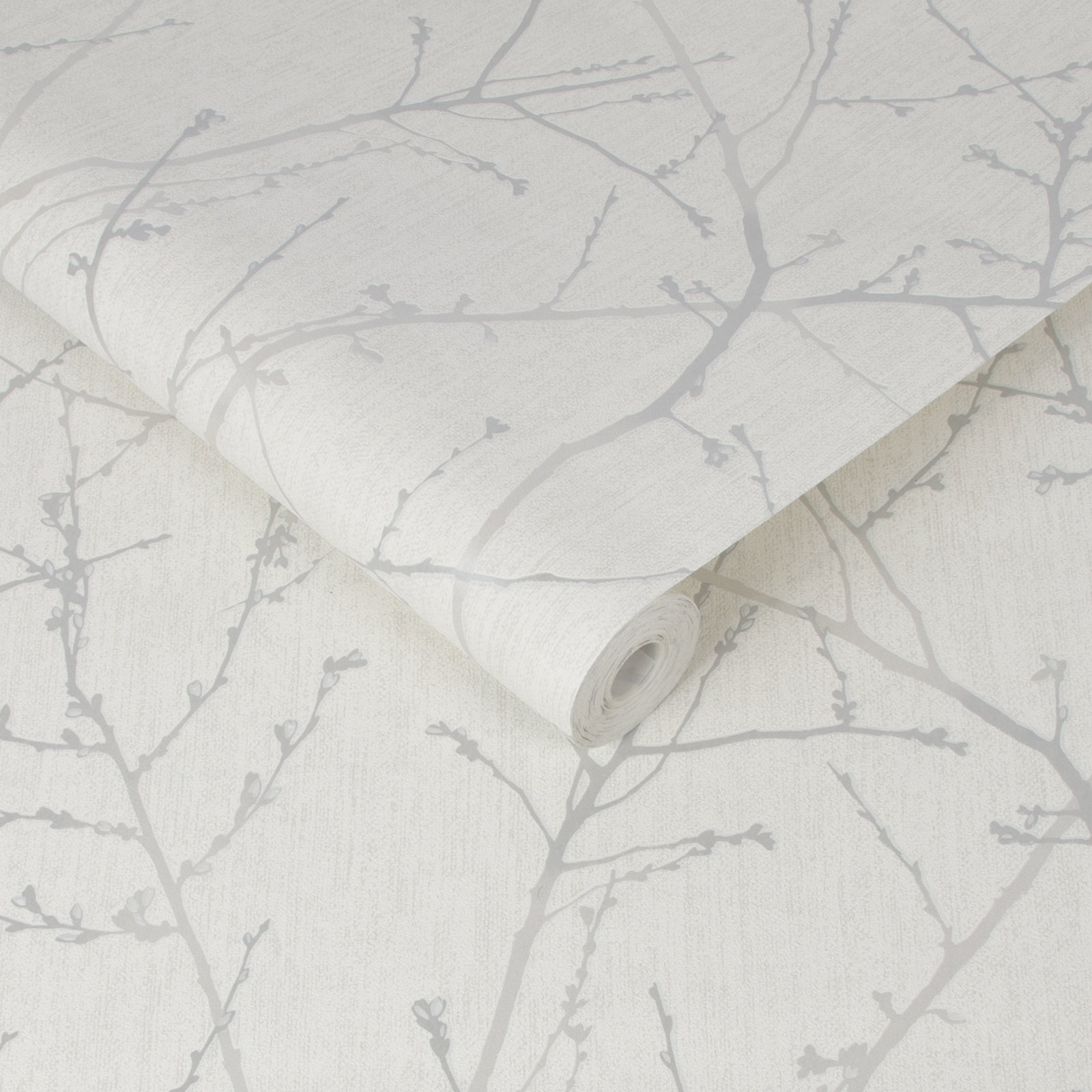 Innocence Modern Floral Wallpaper, White Mica