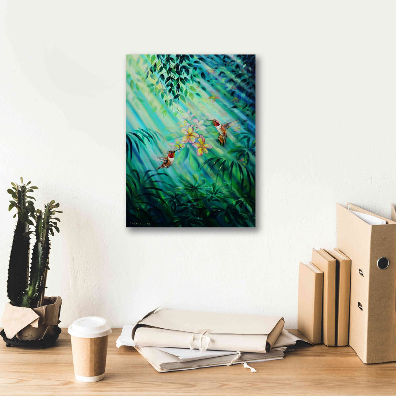 Art mural sur toile Trinx «Hummingbirds Plumeria» par Jan Kasparec, H 16 po x l 12 po x P 0,75 po
