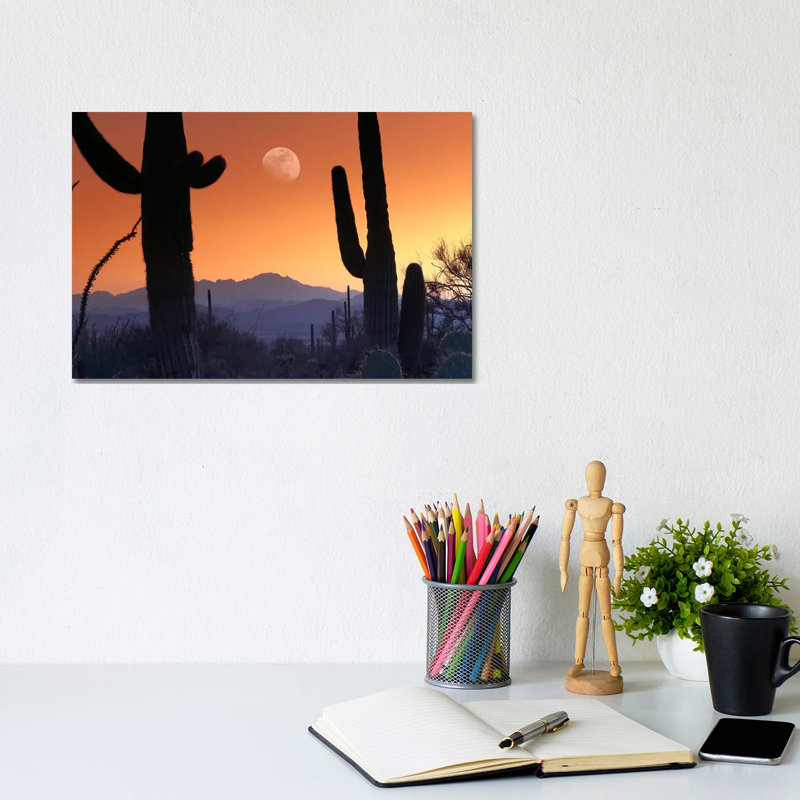 Kitt Peak Under Moon From Saguaro National Monument, Arizona. by Tim Fitzharris - Wrapped Canvas Print