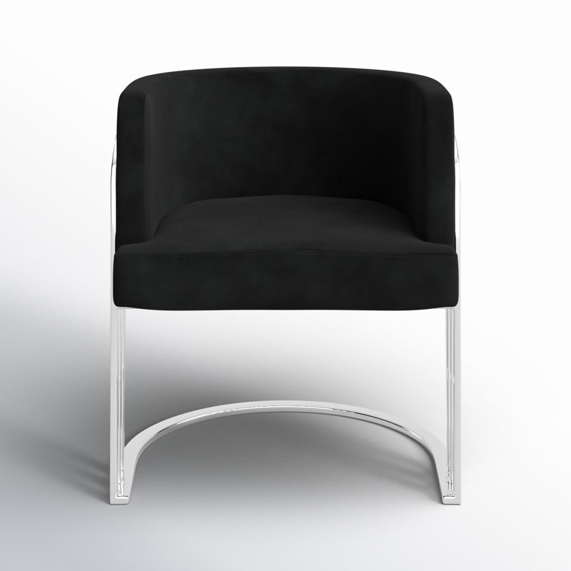 Fauteuil demi-tonneau 25 po, Noir, Argent
