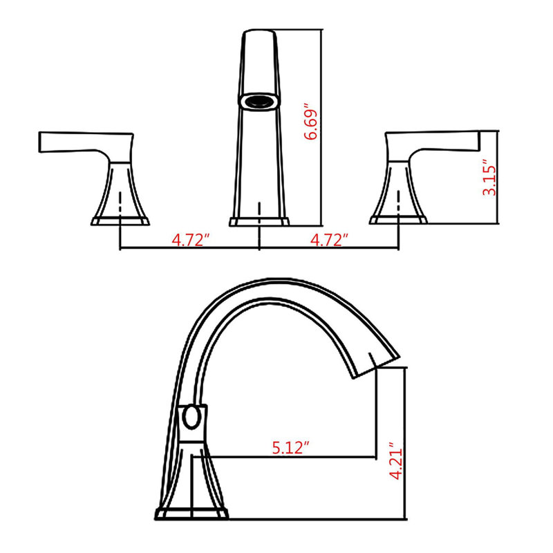 Robinet de lavabo de salle de bain 3 trous avec 2 poignées et drain, Nickel brossé