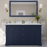 Avery 60'' Double Bathroom Vanity with Marble Top with Mirror