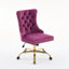 Chaise de bureau A&A Furniture, fauteuil de bureau moderne capitonné en velours capitonné avec base en métal doré, chaise de bureau pivotante réglable (mauve)-130473539-130473542