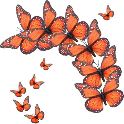 24 Pcs Orange Monarch Halloween Butterfly Wall Decor