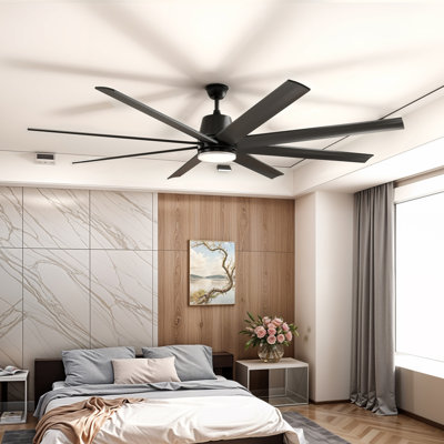  Ventilateur de plafond noir intelligent 72 pouces avec lumière, ventilateur de plafond moderne à 8 pales avec lumière et télécommande Smart