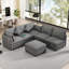 Canapé modulaire 85,4 po Canapé modulaire en U Canapé-lit Canapé en L avec repose-pieds mobile et deux ports USB pour le salon-16441334