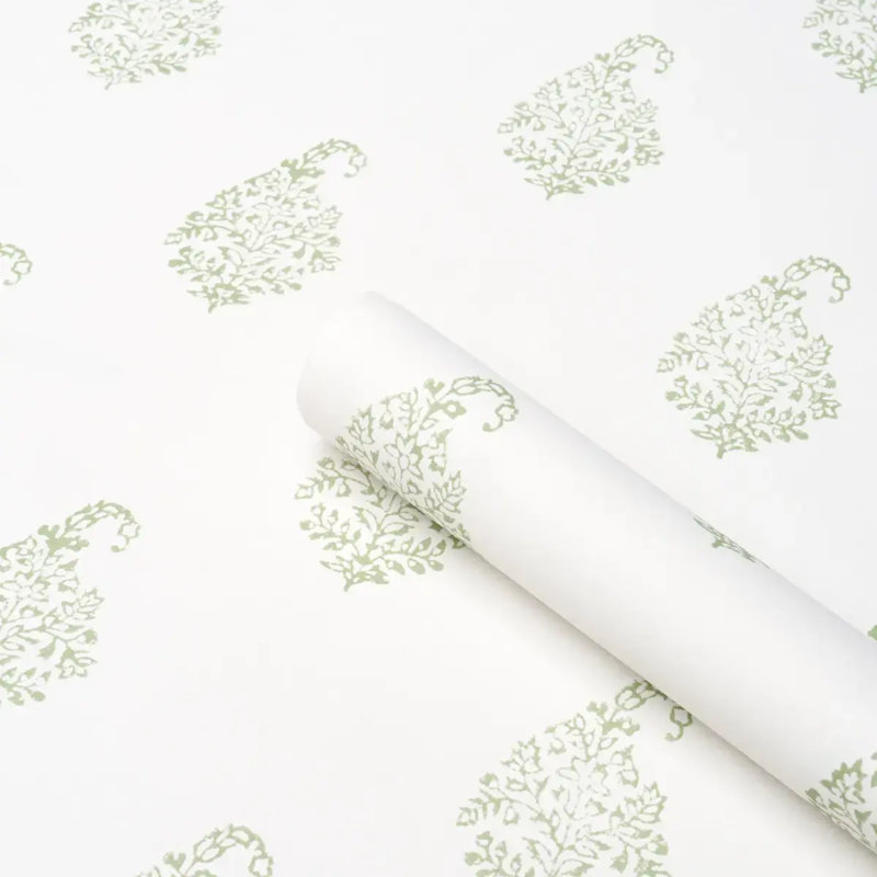 Papier peint motif cachemire Kerala II, Vert