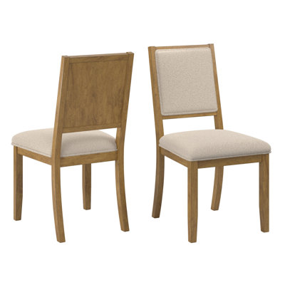 Cipolla Wood Finish Cream Boucle Fabric Dining Chair