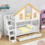 Lit superposé Woode avec toit de maison, escalier de rangement et tiroirs-1362417298