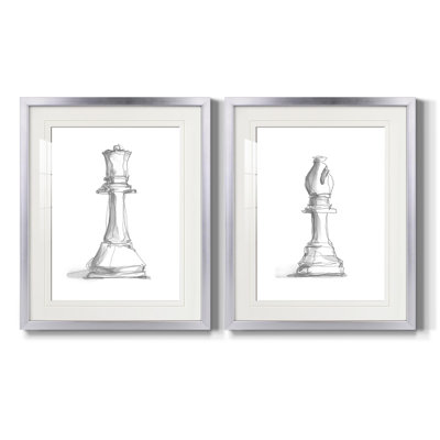 Chess Room Study III, reproduction encadrée de qualité supérieure - prête à être accrochée