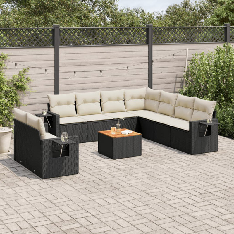Vidaxl Garden Sofa Set Black, Cream White