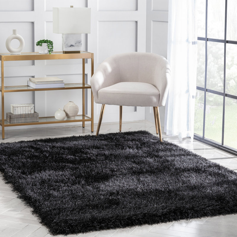 Kuki Solid Colour Synthetic Shag Area Rug, Rectangle 120 x 160cm