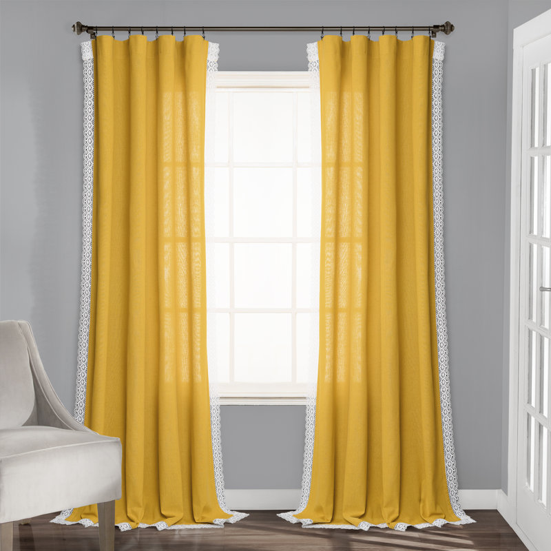 Paire de rideaux semi-transparents Rosalie, L 54 po x L 95 po, Jaune