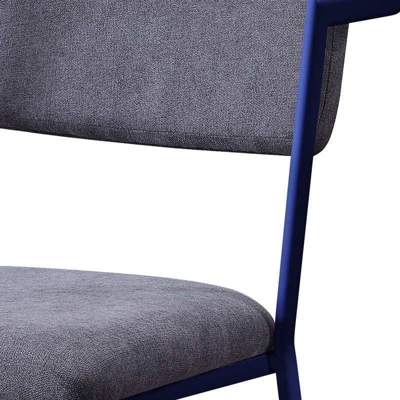 Chaise de bureau moderne gris et bleu avec dossier respirant et structure en métal stable pour une utilisation à long terme