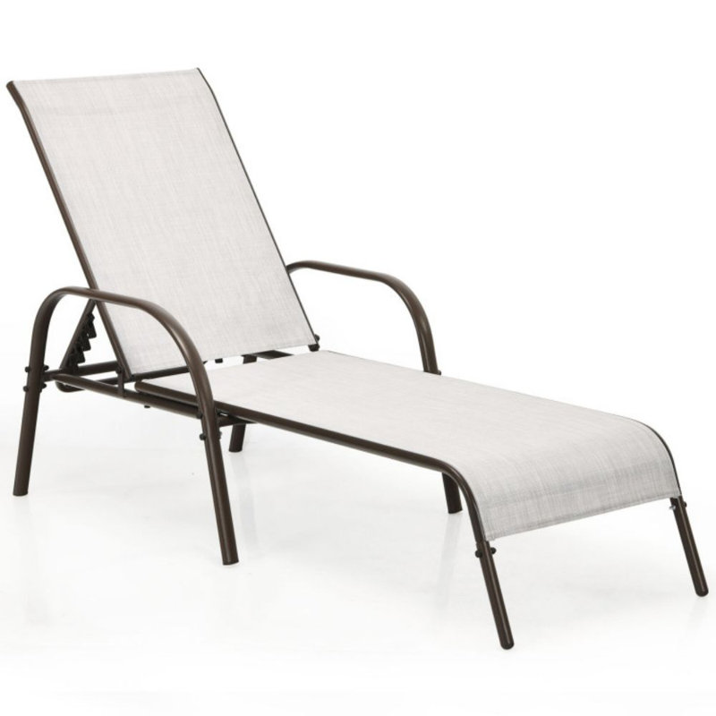 Outdoor Metal Chaise Lounge, Gray/Brown