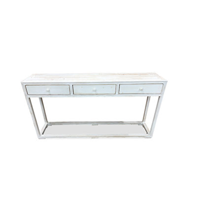 White Wash 3 Drawers Console Table