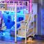 Lit mezzanine double avec bureau, escalier de rangement, tiroirs, lampe à DEL et port USB, structure métallique robuste, blanc-1087212608-1087212610
