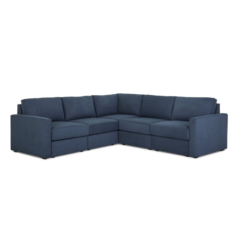 Canapé modulaire rembourré 5 pièces Flex, Mélange de polyester gris clair Frost, H 37 po x l 102 po x P 38 po