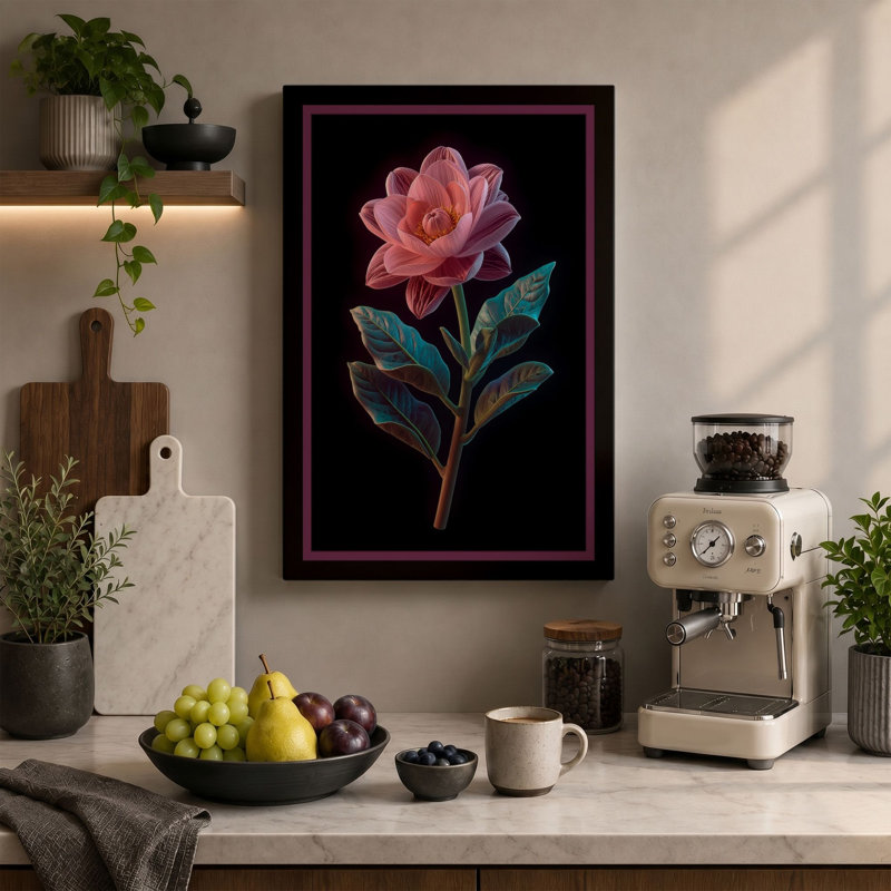 Single Rose in Bloom Botanical - Wrapped Canvas, 18x12 - 45.7 x 30.5 cm, Sage Border
