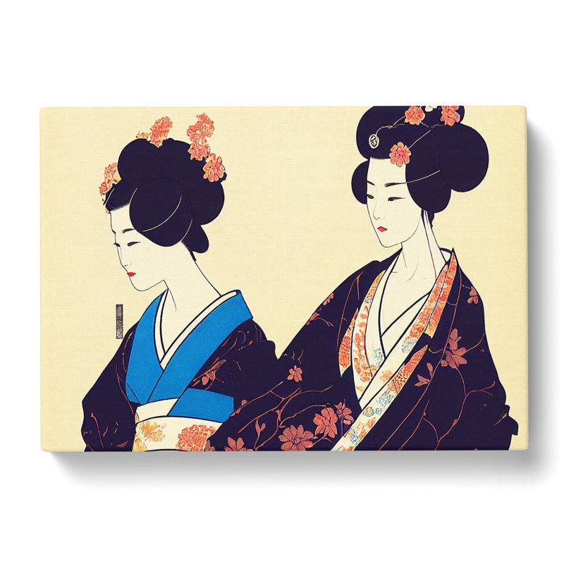 Two Vintage Geisha - Wrapped Canvas, 35cm H x 50cm W x 3cm D