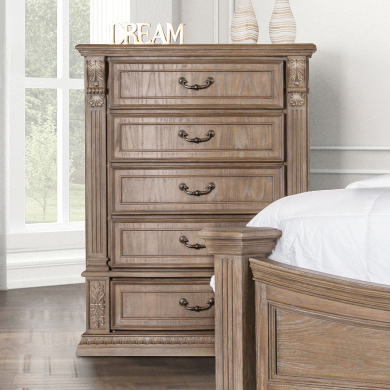 Mobilier de chambre à coucher de style transitionnel avec finition de dentil de style transitionnel 1 pièce
