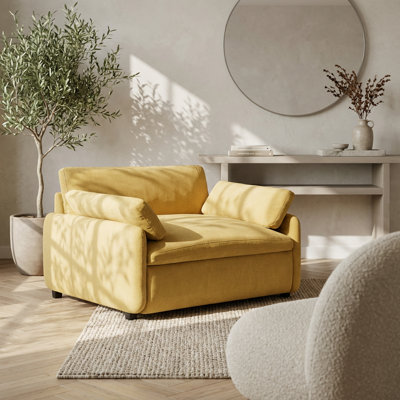 Fauteuil simple surdimensionné avec assise profonde et coussins, fauteuil rembourré moderne pour le salon et la détente en appartement
