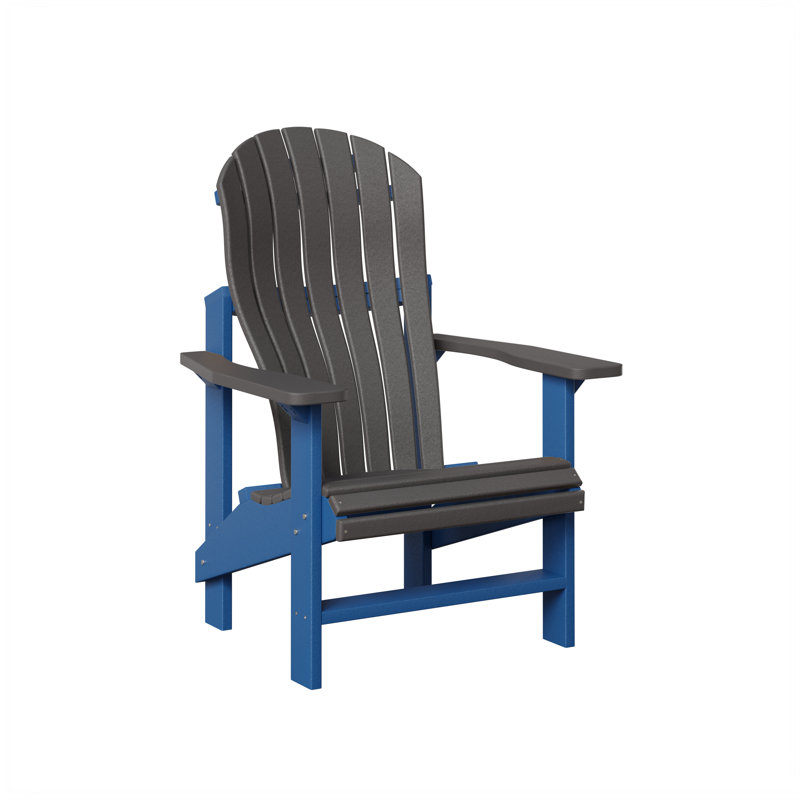 Berlin Gardens Contour Upright Adirondack Chair, Smoke Gray with Pacific Blue
