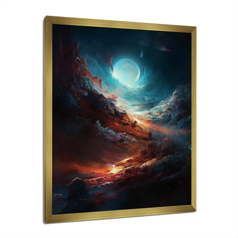 Imagine Space II sur toile, Cadre doré à coins fermés, H 32 po x l 16 po x P 1 po