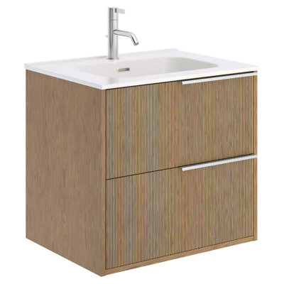 Kora Art Faux Fluted 24" Single Vanity with Integrated Ceramic Top & Handles