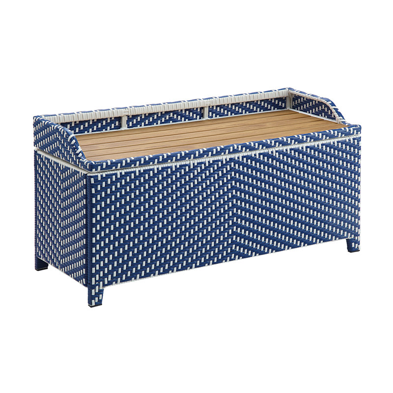 Banc de rangement en osier Angelah Tides, Bleu