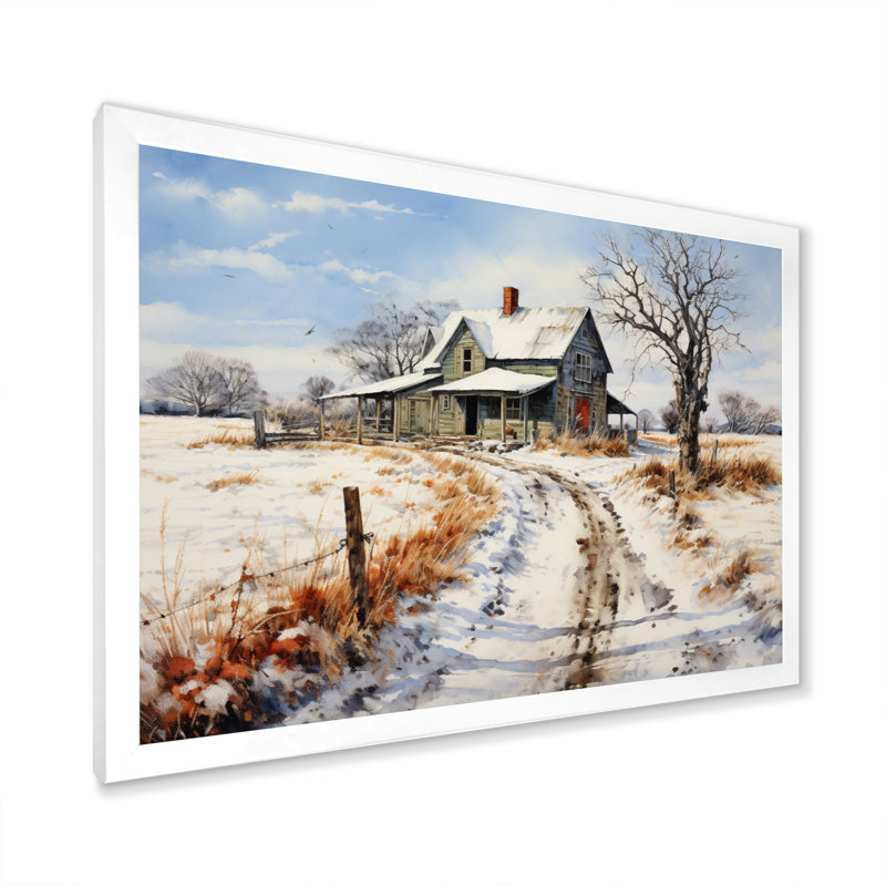 Markela Farmhouse Country Pointillism - impression, H 16 po x l 32 po x P 1 po, Cadre simple blanc
