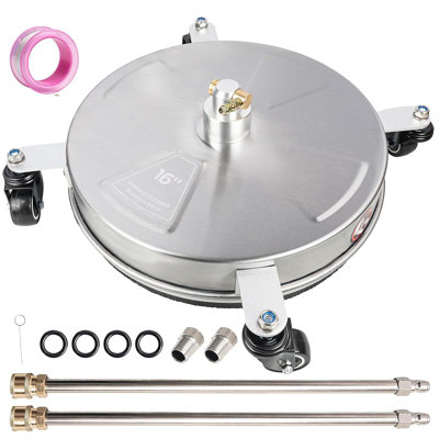 16" Pressure Washer Surface Cleaner, Stainless Steel Surface Cleaner With 4 Wheels, 4000 Psi