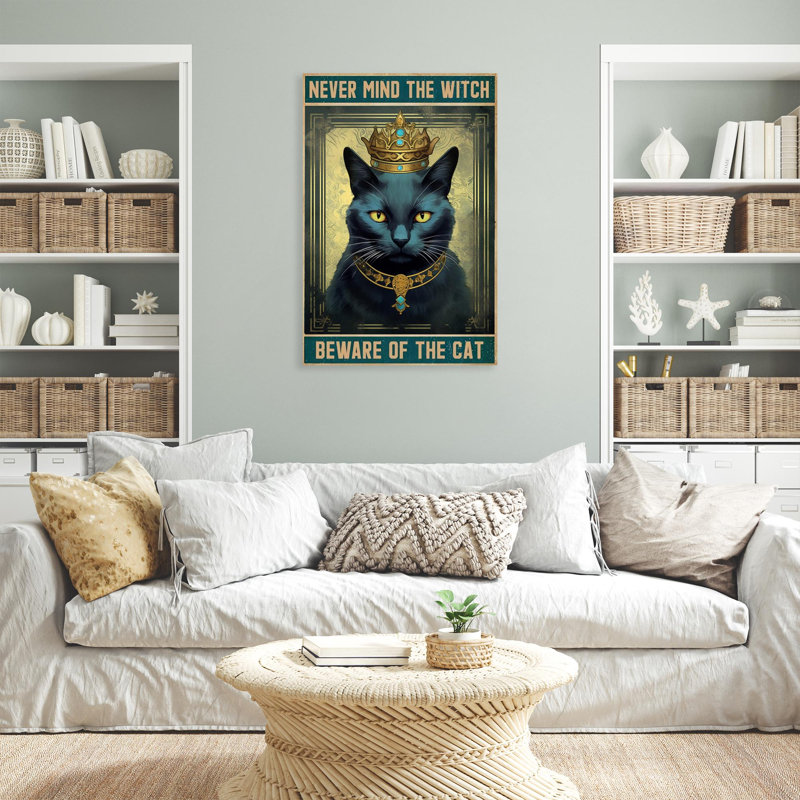 Méfiez-vous du chat noir, H 36 po x l 24 po x P 1,25 po