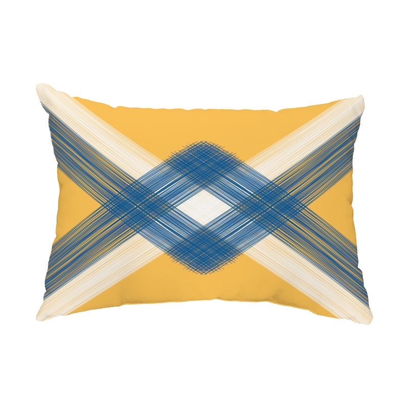 Geometric Outdoor Reversible Throw Pillow, Yellow/Blue