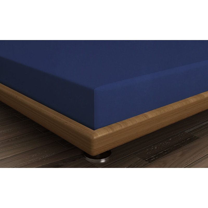 Premium Ranforce Fitted Sheet, Sax Blue, 63 x 79 + 11.8 Pocket | 100% Cotton, 155 Thread Count, 4.1 oz/sq yd | Machine Washable at 86°F | Soft, Breathable, and Durable Bedding for Luxurious Sleep