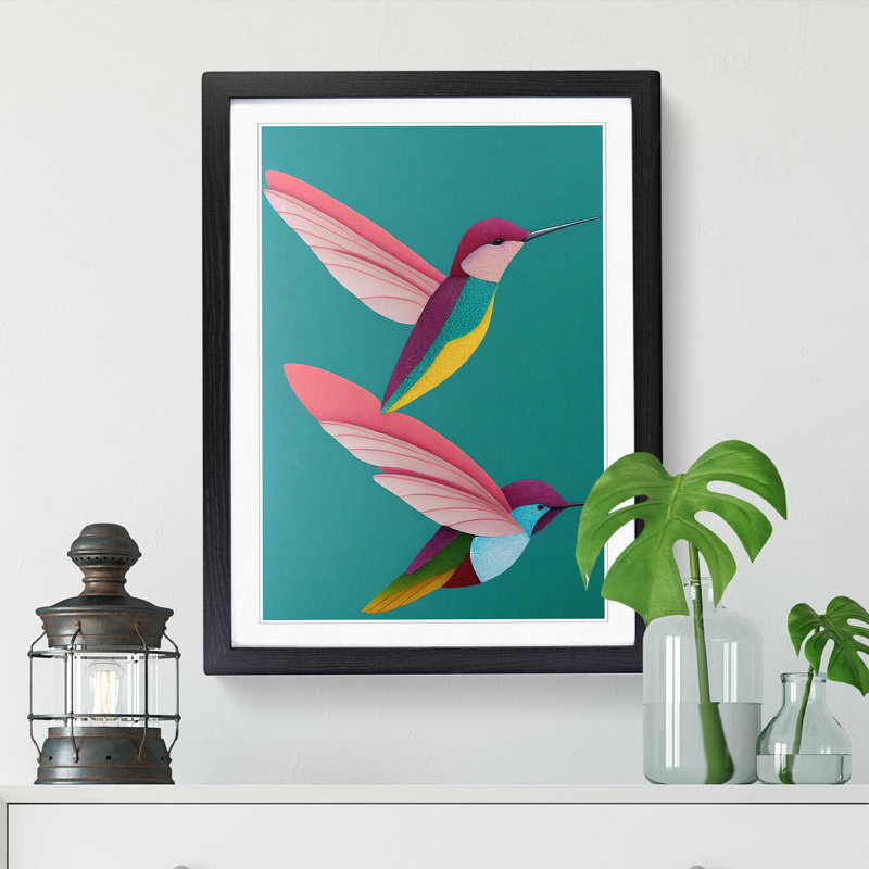 Tysen Hummingbird Art Vol.2 - Picture Frame Print, Black, 46cm H x 34cm W x 2cm D