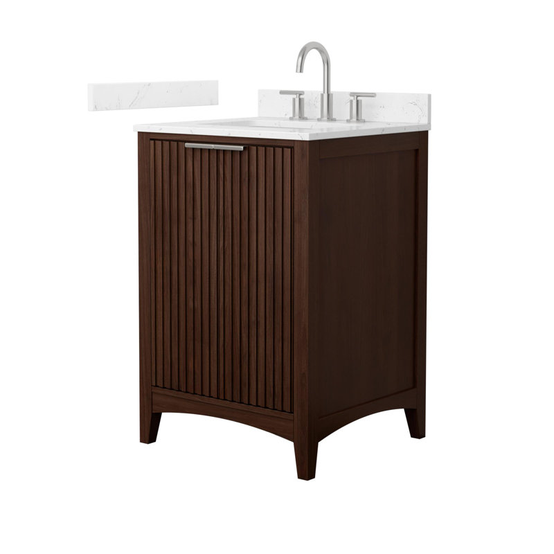 Palmilla 48" Freestanding Single Bathroom Vanity with Cultured Marble Top, Beige / Brushed Nickel, 24"