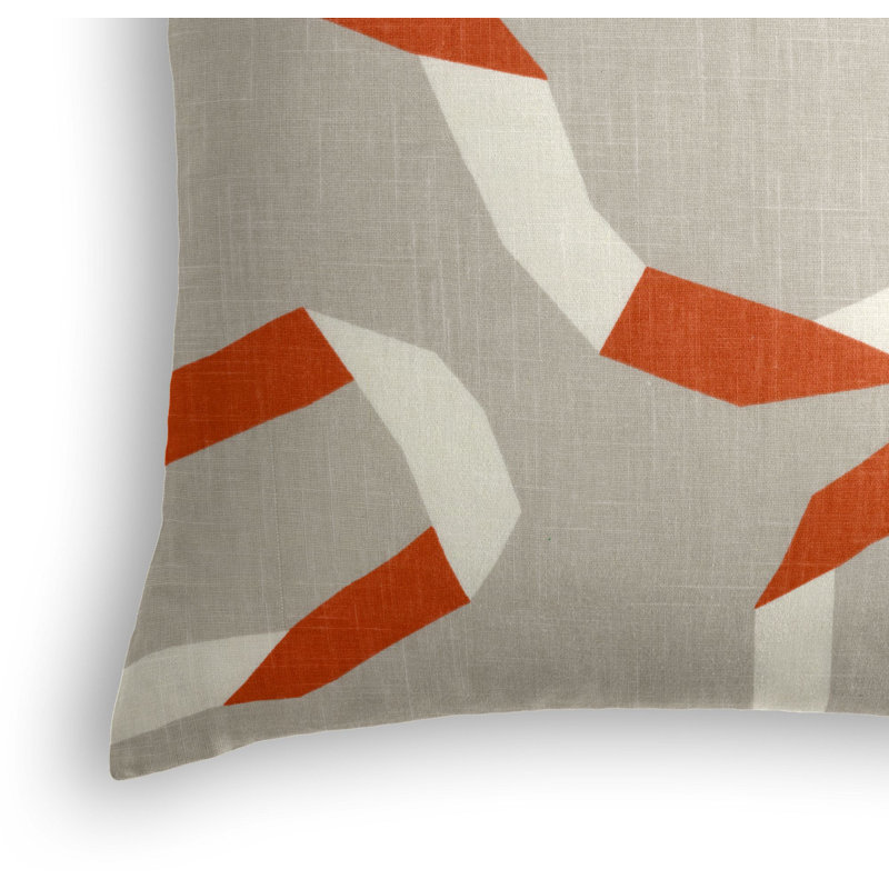 Vento Abstract Linen Reversible Throw Pillow, 24" x 24", Persimmon