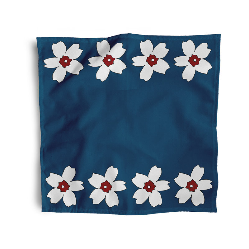 Chever Big Flower Napkins, White/Blue