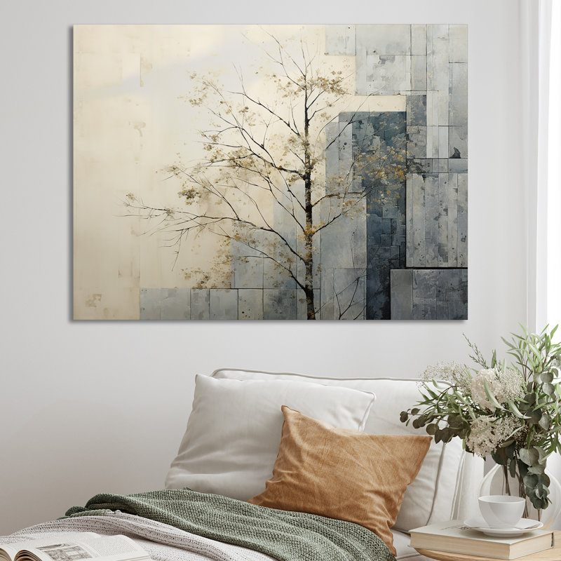 «Grey and White Nature Split I», reproduction sur toile, H 34 po x l 44 po x P 1,5 po, Toile tendue