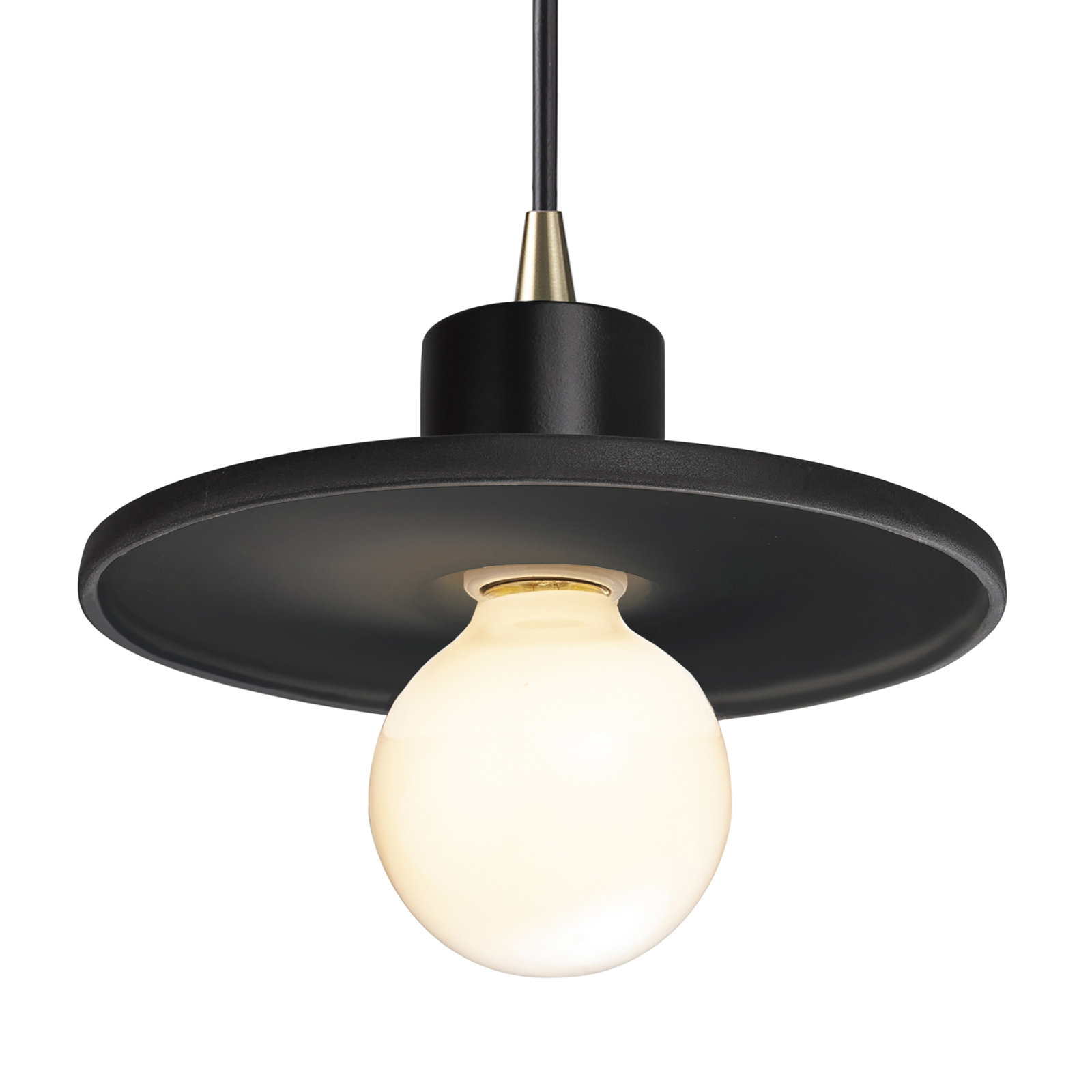 Marlena Dimmable Single Light Pendant, Carbon Matte Black, Antique Brass